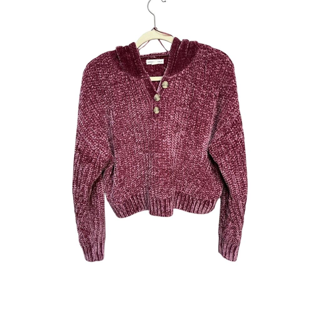 Aeropostale Chenille Pullover Sweater Medium Dusty Rose Pink Polyester Hoodie